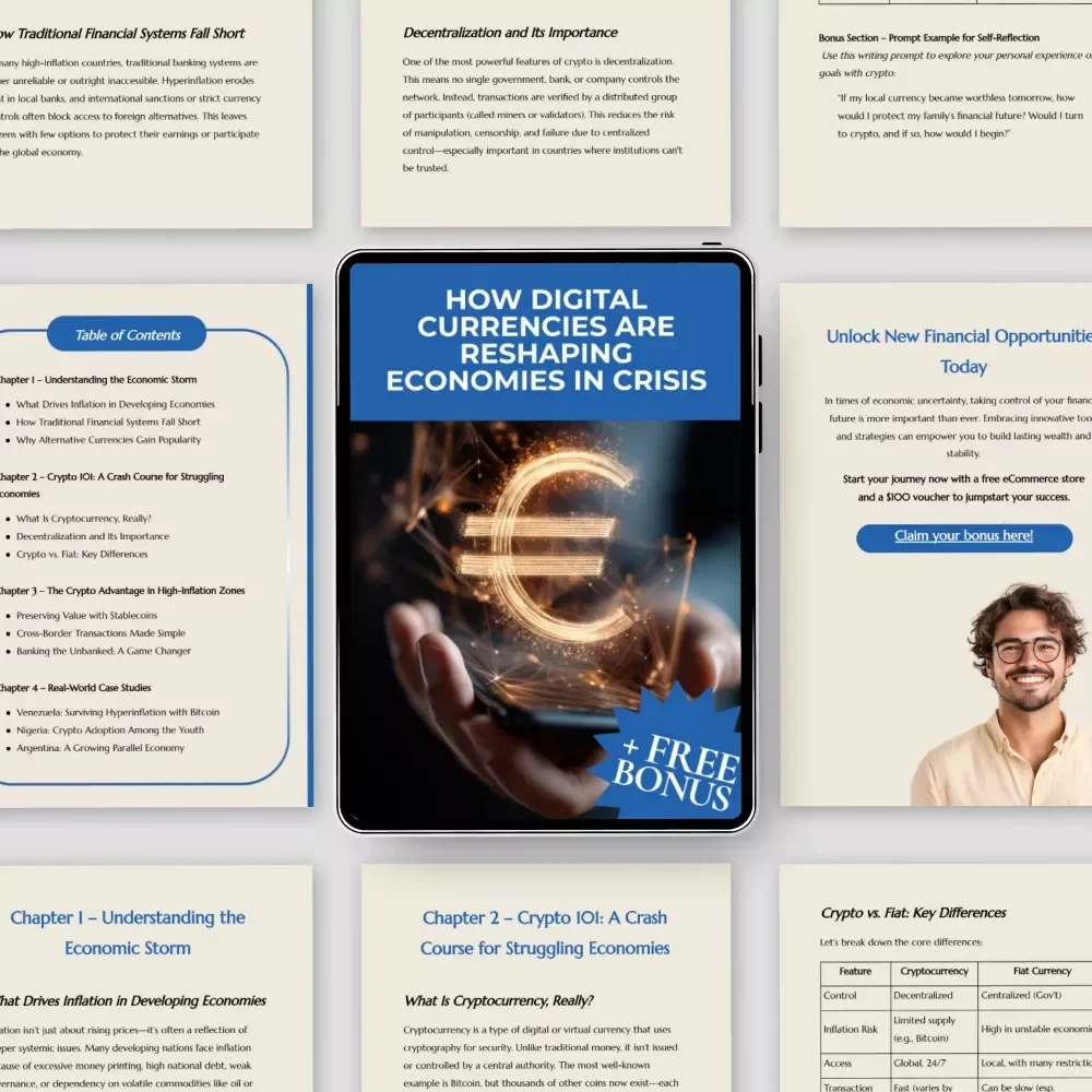 How Digital Currencies Are Reshaping Economies in Crisis – eBook Guide on Crypto’s impact on inflation-stricken economies, Financial Survival, Bitcoin & Stablecoins in Developing Markets