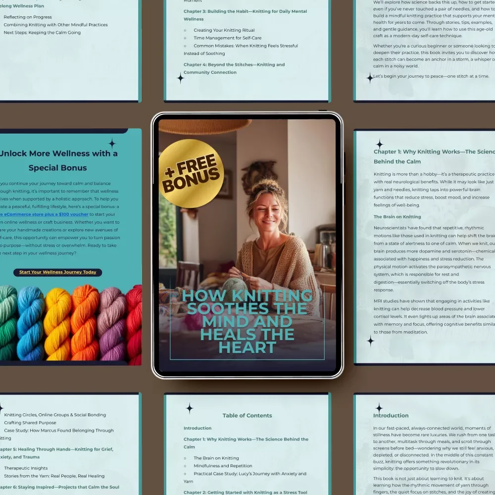 How Knitting Soothes the Mind and Heals the Heart – Mindful Knitting eBook for Calm Living, Creativity & Knitting and Stress Reduction