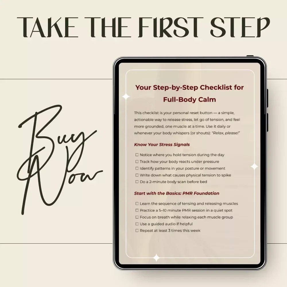 Your Step-by-Step Checklist for Full-Body Calm – Daily Deep Muscle Relaxation Checklist, Stress Relief Reset, PMR Routine for Mind & Body Ease