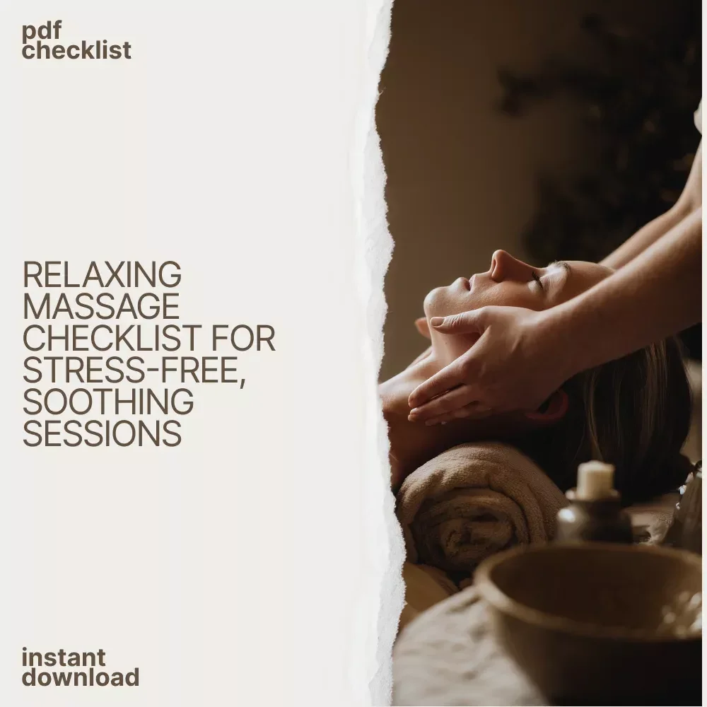 The Relaxing Massage Checklist: Your Step-by-Step Guide for a Soothing, Stress-Free, and Relaxing Massage at Home | Digital Download Checklist