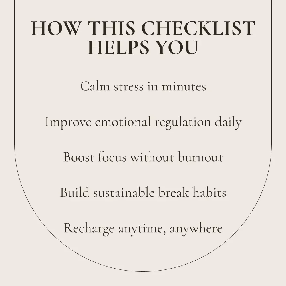 Your Emotional Recharge Checklist: Master Micro-Breaks Like a Pro | Micro-Breaks and Their Effect on Emotional Regulation | Digital Checklist for Stress Relief
