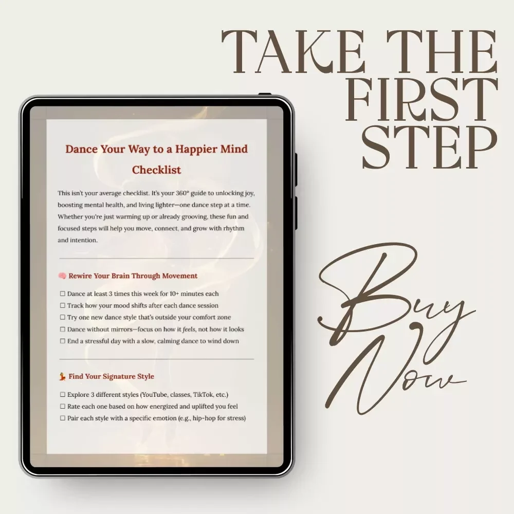 Dance Your Way to a Happier Mind Checklist | Digital Download | Mental Health & Self-Care Guide | How Dancing Improves Mental Health Through Daily Movement