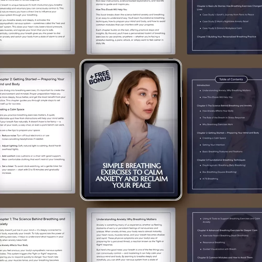 Simple Breathing Exercises to Calm Anxiety and Reclaim Your Peace | Anxiety Relief Guide, Breathing Techniques eBook, Stress & Panic Calm Checklist, Digital Download
