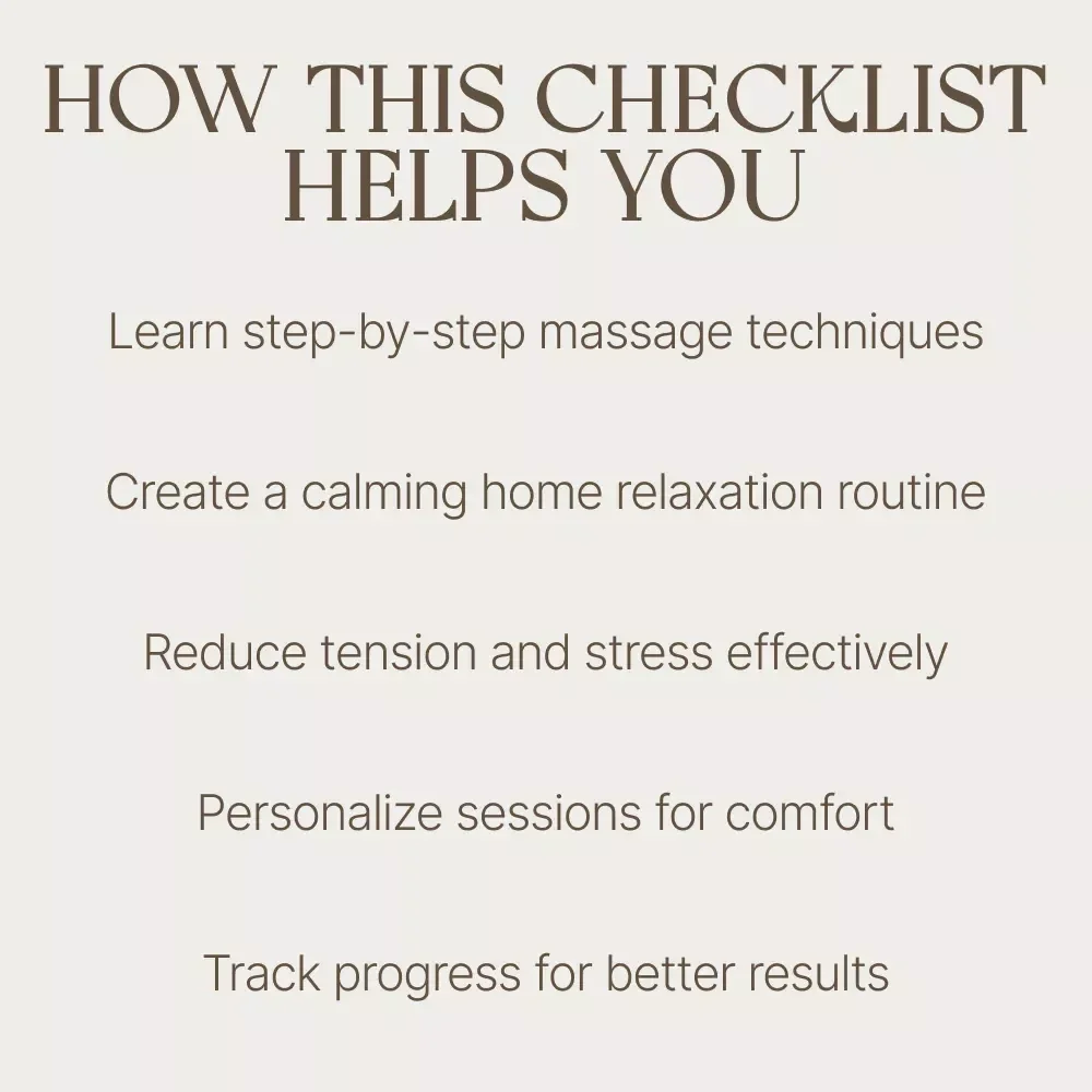The Relaxing Massage Checklist: Your Step-by-Step Guide for a Soothing, Stress-Free, and Relaxing Massage at Home | Digital Download Checklist
