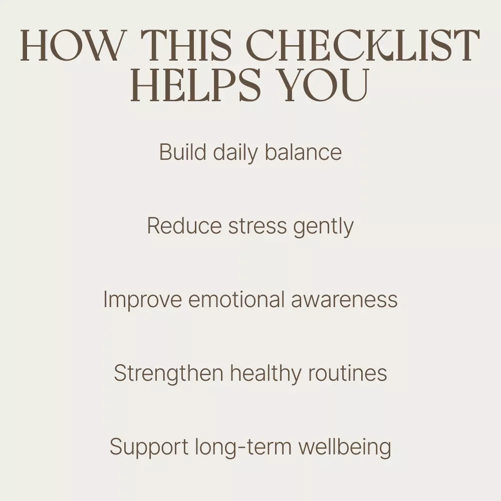 Your Mental Wellness Boost Checklist | Daily Self-Care Planner, Stress & Balance Tracker, Top 10 Tips to Maintain Your Mental Health