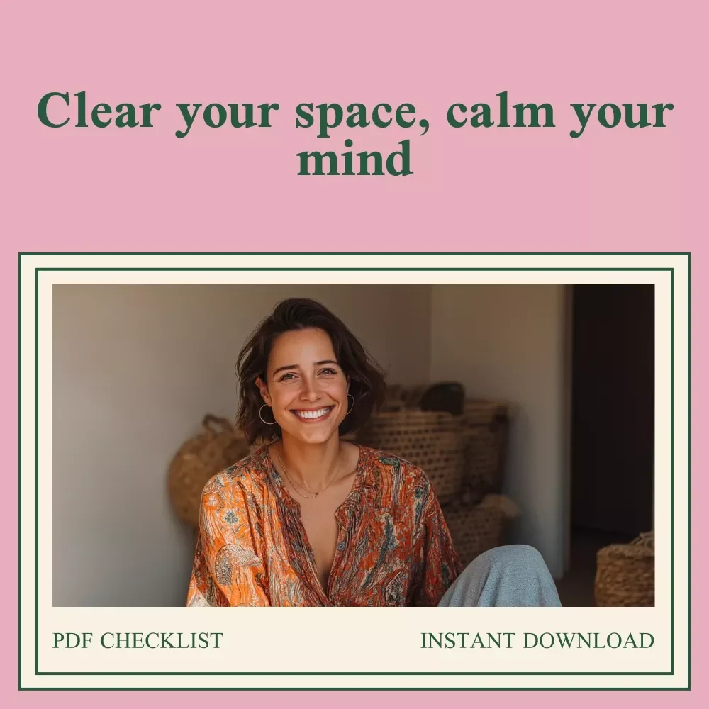 Clear Space, Clear Mind: Your Ultimate Decluttering Checklist – Mental Health Benefits of Decluttering Guide, Printable Digital Checklist for Stress Relief & Focus