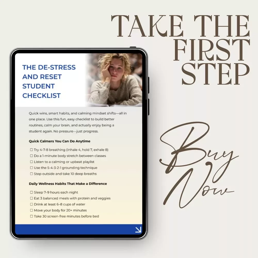 The De-Stress and Reset Student Checklist | Digital Download Student Wellness Checklist, Stress Relief Guide, Study Balance Reset Tool