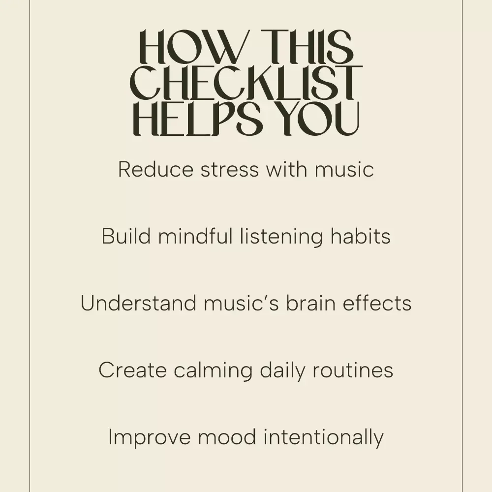 Your Ultimate Music & Mental Wellness Checklist | Benefits of Music on Mental Health | Digital Self-Care Checklist