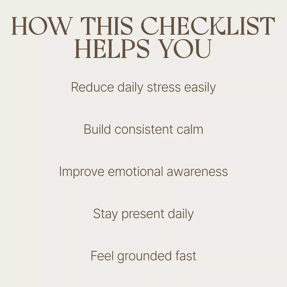 Your Calm-Down Checklist: Mindfulness Habits That Actually Stick | Simple Daily Mindfulness Based Reduction Checklist