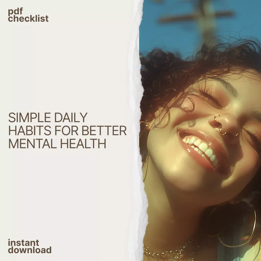 Your Mental Wellness Boost Checklist | Daily Self-Care Planner, Stress & Balance Tracker, Top 10 Tips to Maintain Your Mental Health