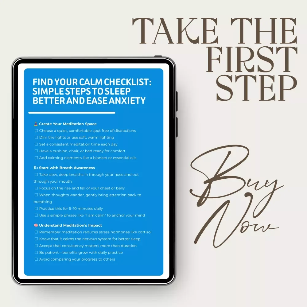 Find Your Calm Checklist: Simple Steps to Sleep Better and Ease Anxiety | Meditation for Sleep and Anxiety Printable | Night Routine & Mindfulness Checklist