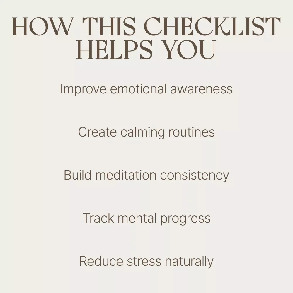 A Fun & Focused Meditation Checklist for Better Mental Health | Daily Mindfulness Routine, Stress Relief Guide, Can Meditation Improve Mental Health
