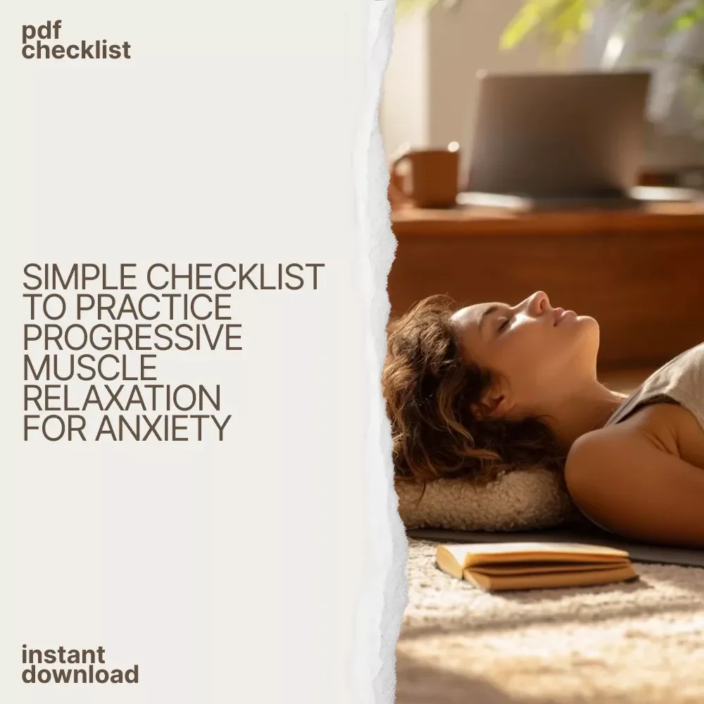 Your Progressive Muscle Relaxation Checklist for Anxiety Relief | Printable PMR Checklist, Self-Care Tool, progressive muscle relaxation for anxiety Guide