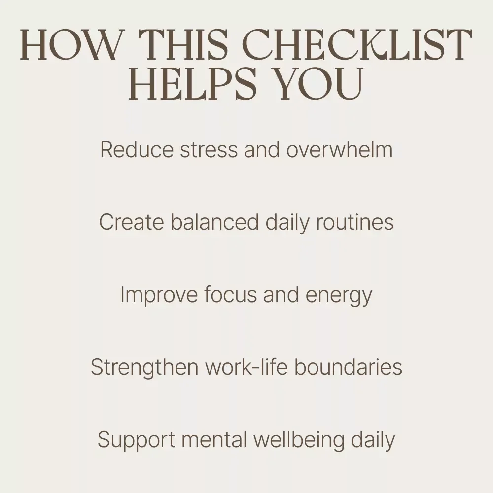 Your Ultimate Work-From-Home Wellness Checklist – Digital Checklist for Balance, Focus & Working from Home Mental Health Benefits