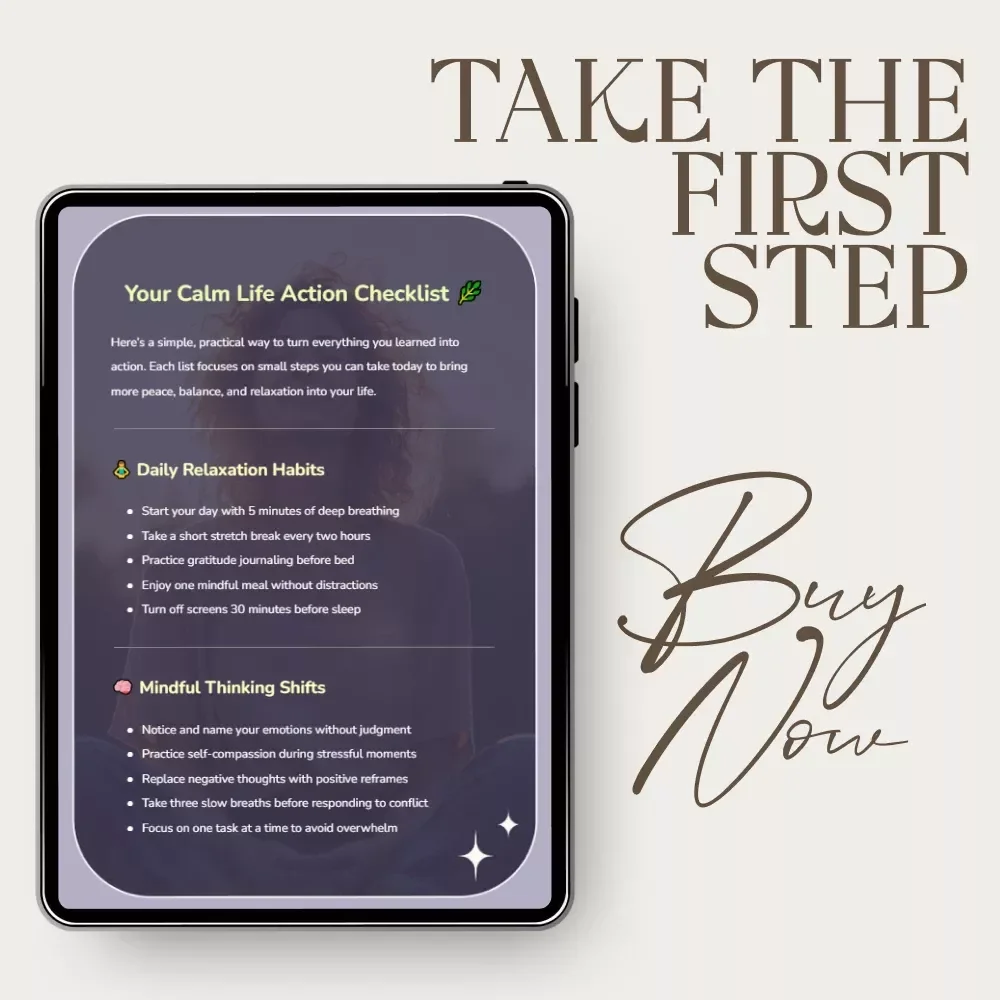 Your Calm Life Action Checklist – Daily Meditation and Relaxation Routine, Stress Relief Checklist, Mindful Living Digital Download