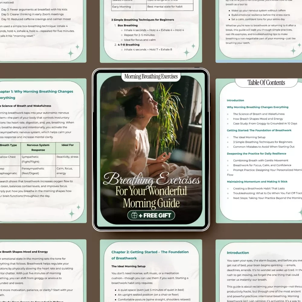 Breathing Exercises for Your Wonderful Morning Guide | Morning Breathing Exercises Guide for Calm, Focus & Energy | Digital Download