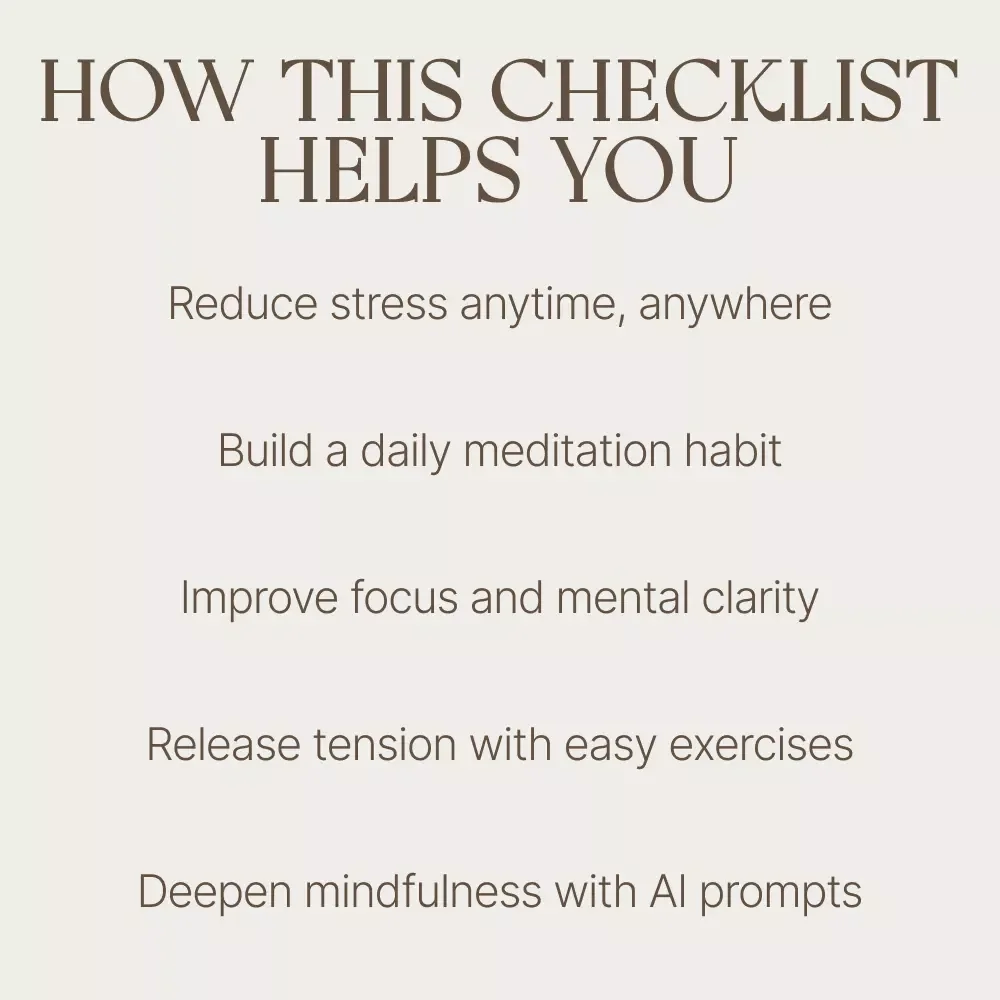 Breathe Easy Checklist: Stress-Busting Meditation Toolkit | Digital Download Guide for Mindfulness, Breathing Exercises, and Daily Meditation Practice