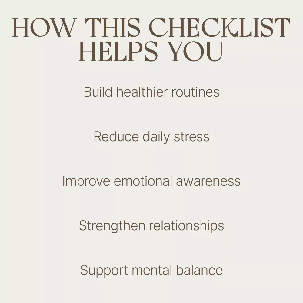 The Thriving Mindset Checklist: Daily Habits to Support Your Mental Health – Simple Self-Care Routine, Printable Wellness Planner, Top Mental Health Tips