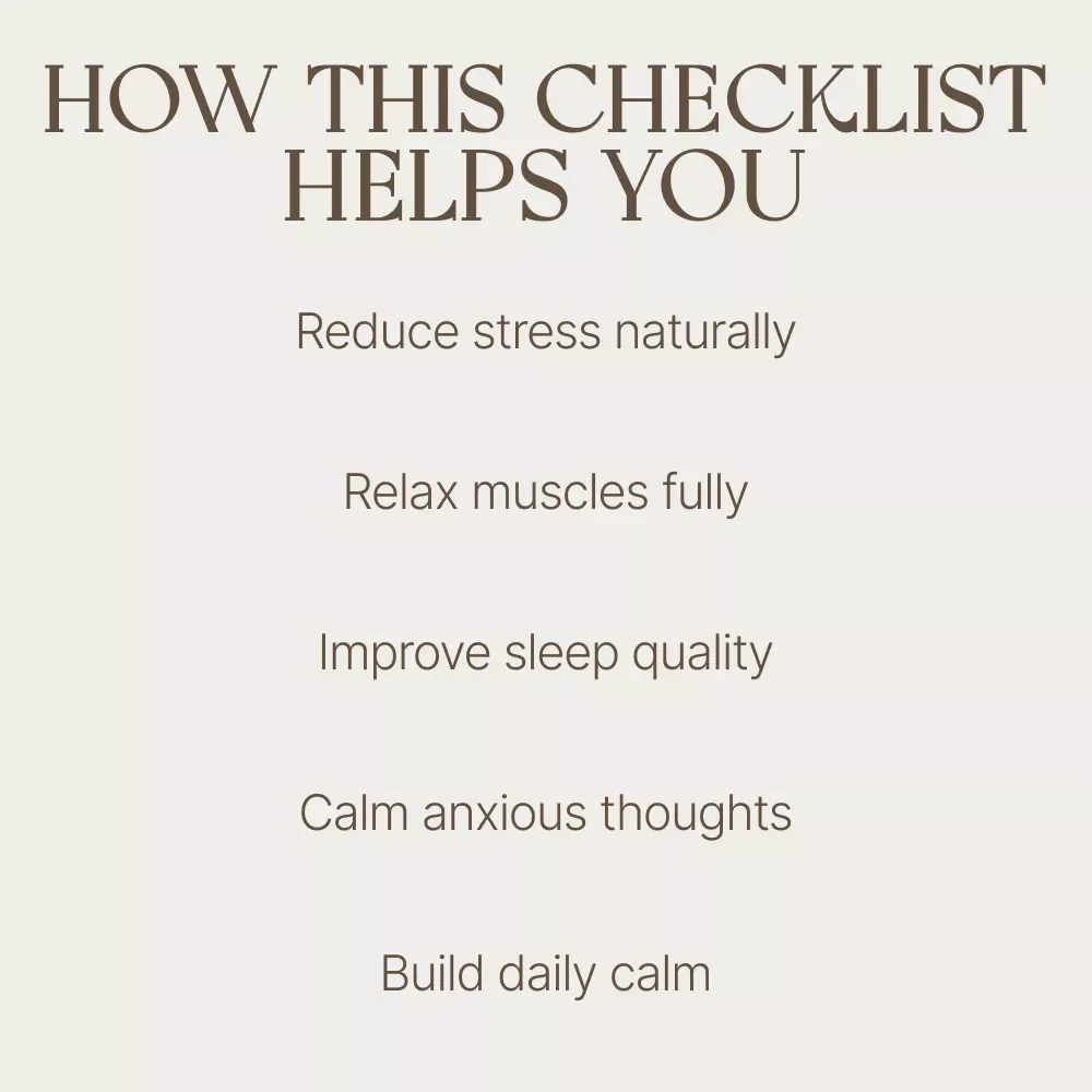 Relax and Recharge Checklist – Progressive Muscle Relaxation Daily Calm Routine, Stress Relief Printable, Anxiety & Sleep Support Digital Download
