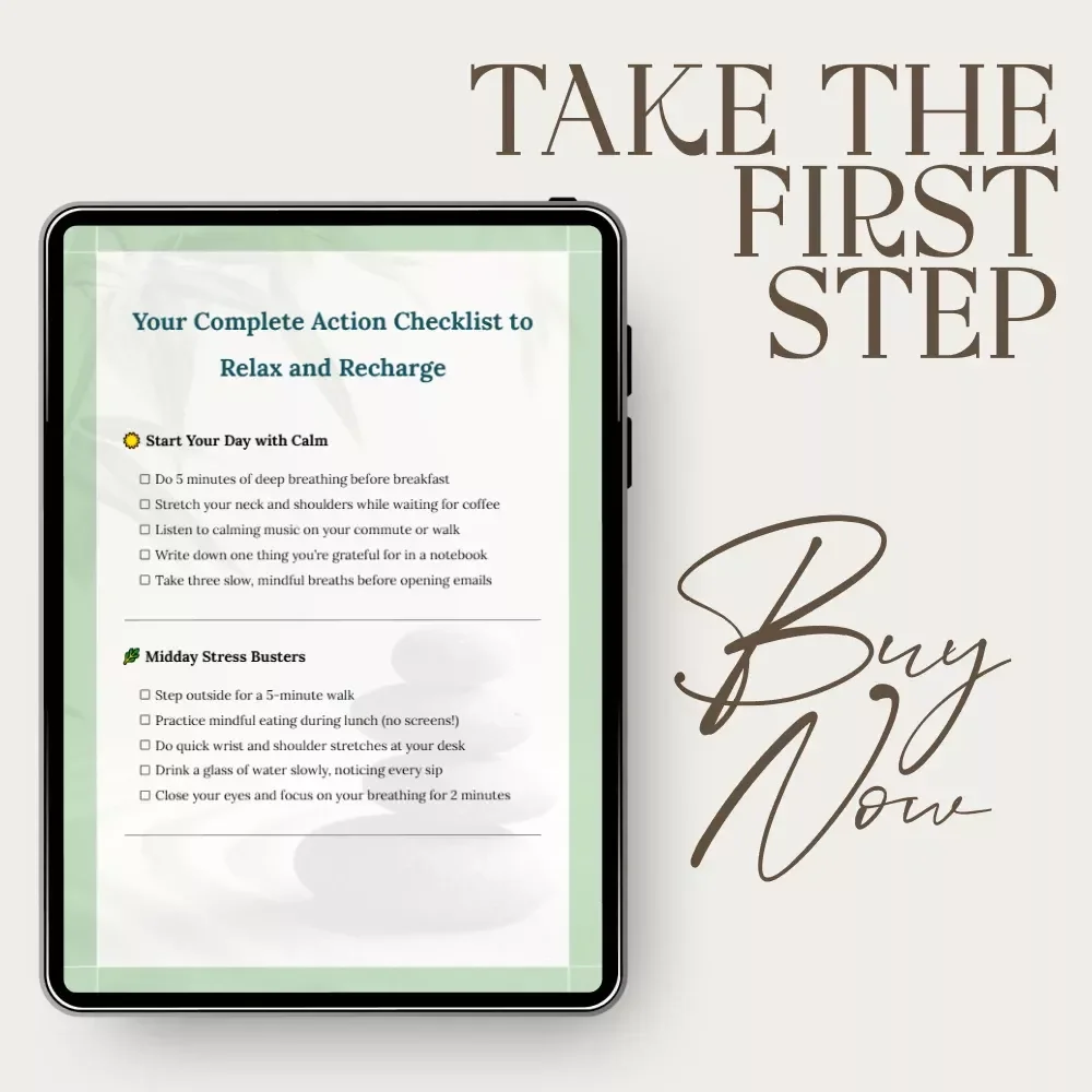 Your Complete Action Checklist to Relax and Recharge | Daily Self-Care Planner, Mindfulness Routine, Simple Relaxation Exercises Checklist