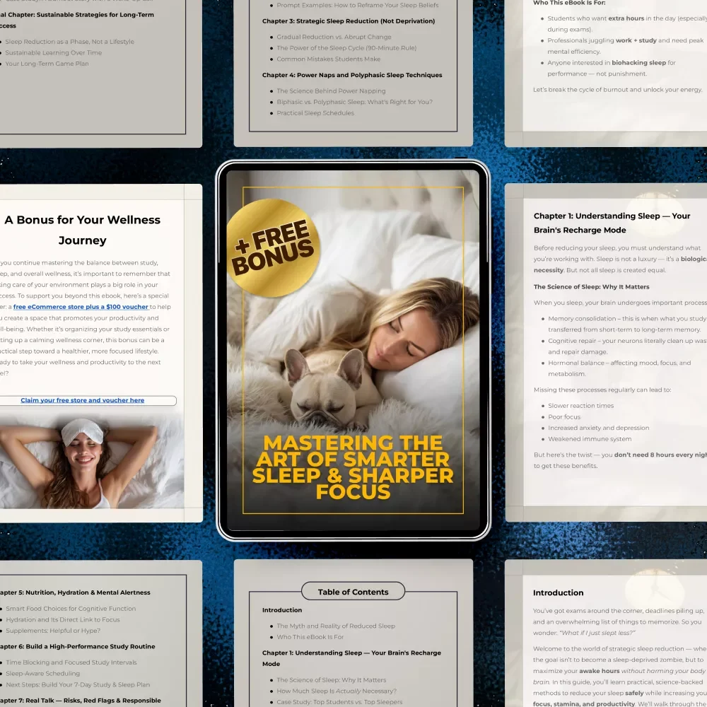 Mastering the Art of Smarter Sleep & Sharper Focus – Study Productivity eBook on How to Reduce Sleeping Hours for Study