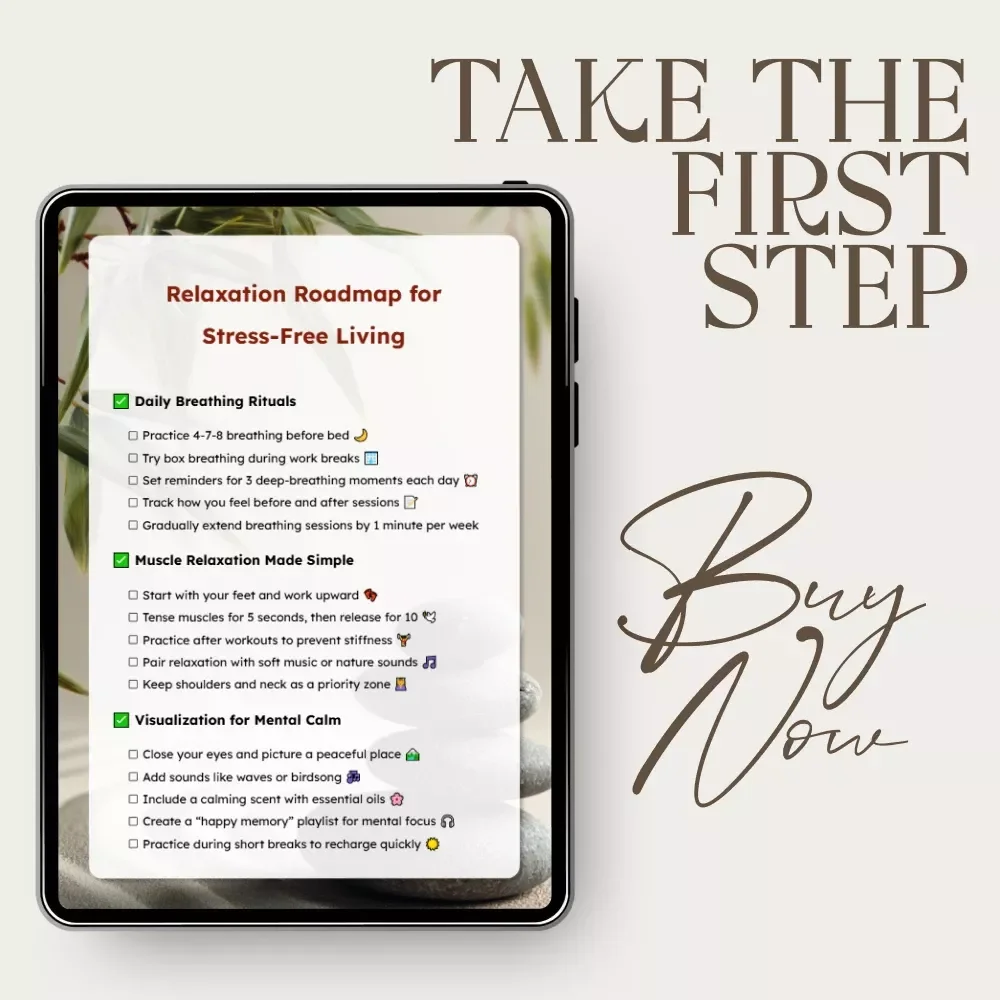 Relaxation Roadmap for Stress-Free Living – Printable Checklist of Relaxation Techniques for Stress, Daily Calm Habits, Mindfulness & Self-Care Guide