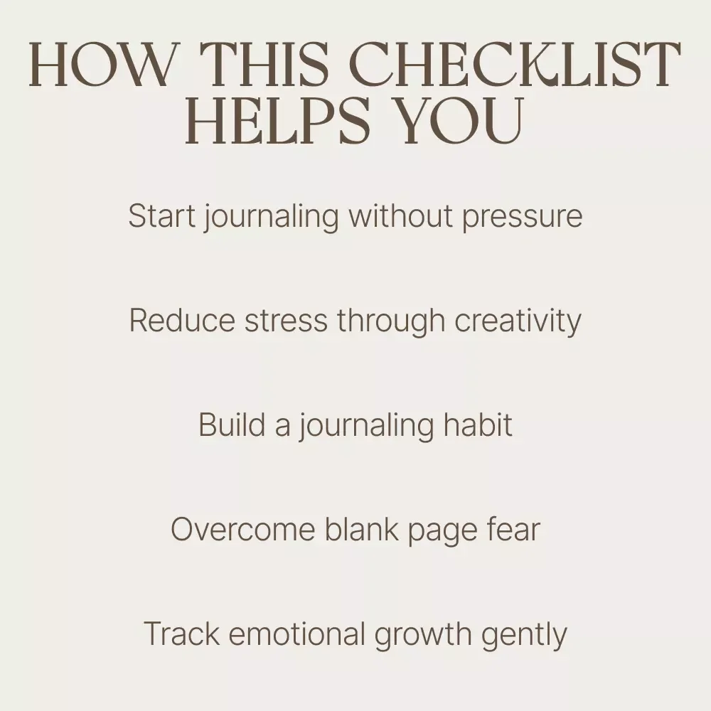The Feel-Good Creative Journaling Checklist | A Gentle Guide to Creative Journaling for Mental Health | Printable Digital Download