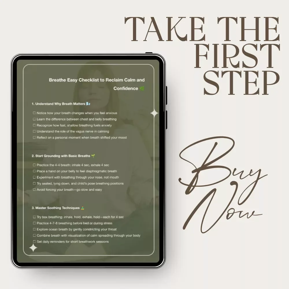 Breathe Easy Checklist to Reclaim Calm and Confidence – Digital Download, Breathwork Guide for Anxiety Relief, Daily Mindfulness & Stress Management