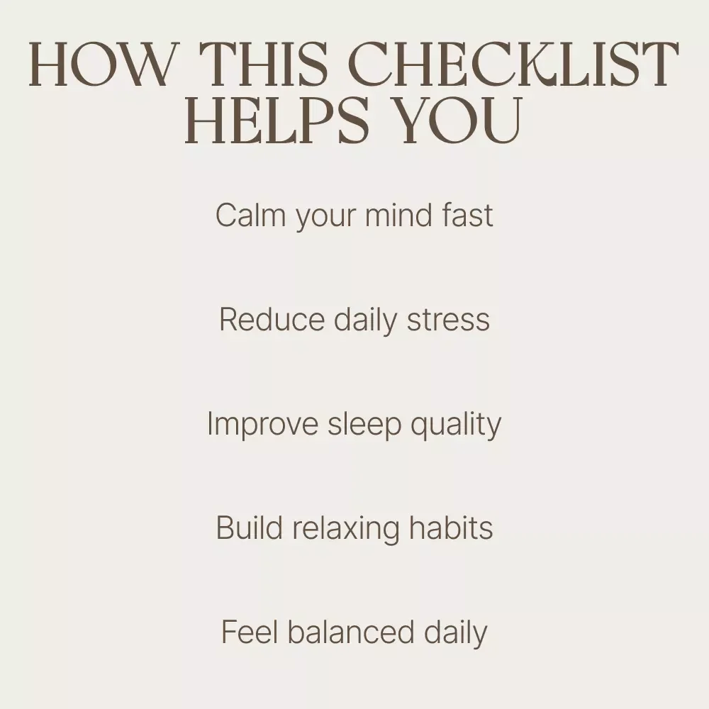 Relaxation Roadmap for Stress-Free Living – Printable Checklist of Relaxation Techniques for Stress, Daily Calm Habits, Mindfulness & Self-Care Guide