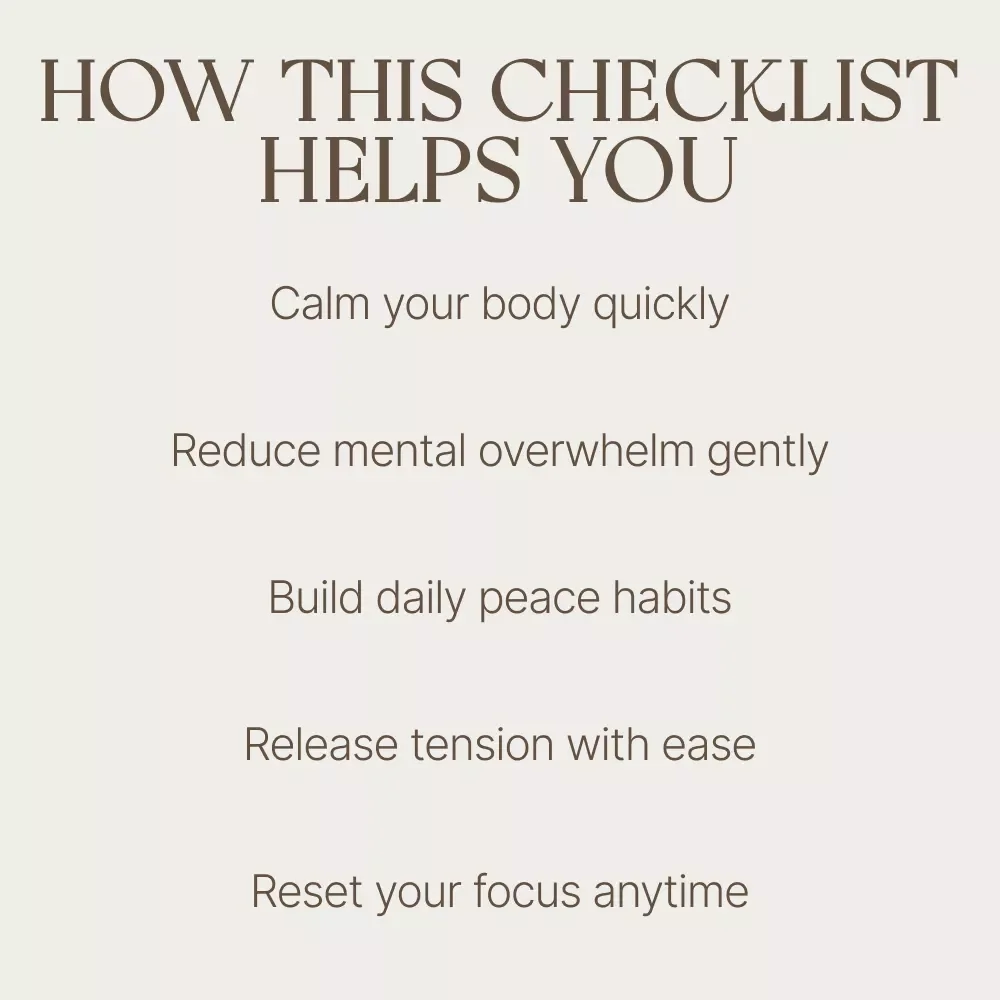 Your Ultimate Checklist to Find Peace Anytime – Printable Calm Guide, Daily Peace Checklist, Simple Calming Exercises for Stress Relief