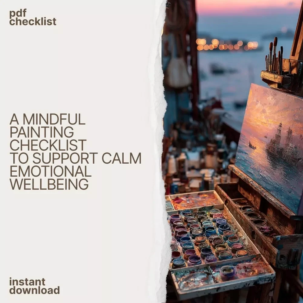Brushstrokes for the Soul Checklist – Mindful Painting Guide for Mental Wellness, Creative Self-Care & The Benefits of Painting for Mental Health