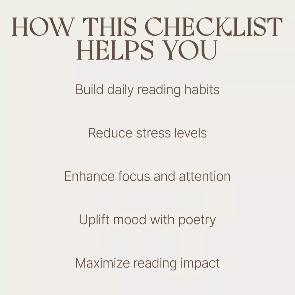 Your Reading for Wellness Action Checklist | Digital Download to Boost Mental Health Through Reading