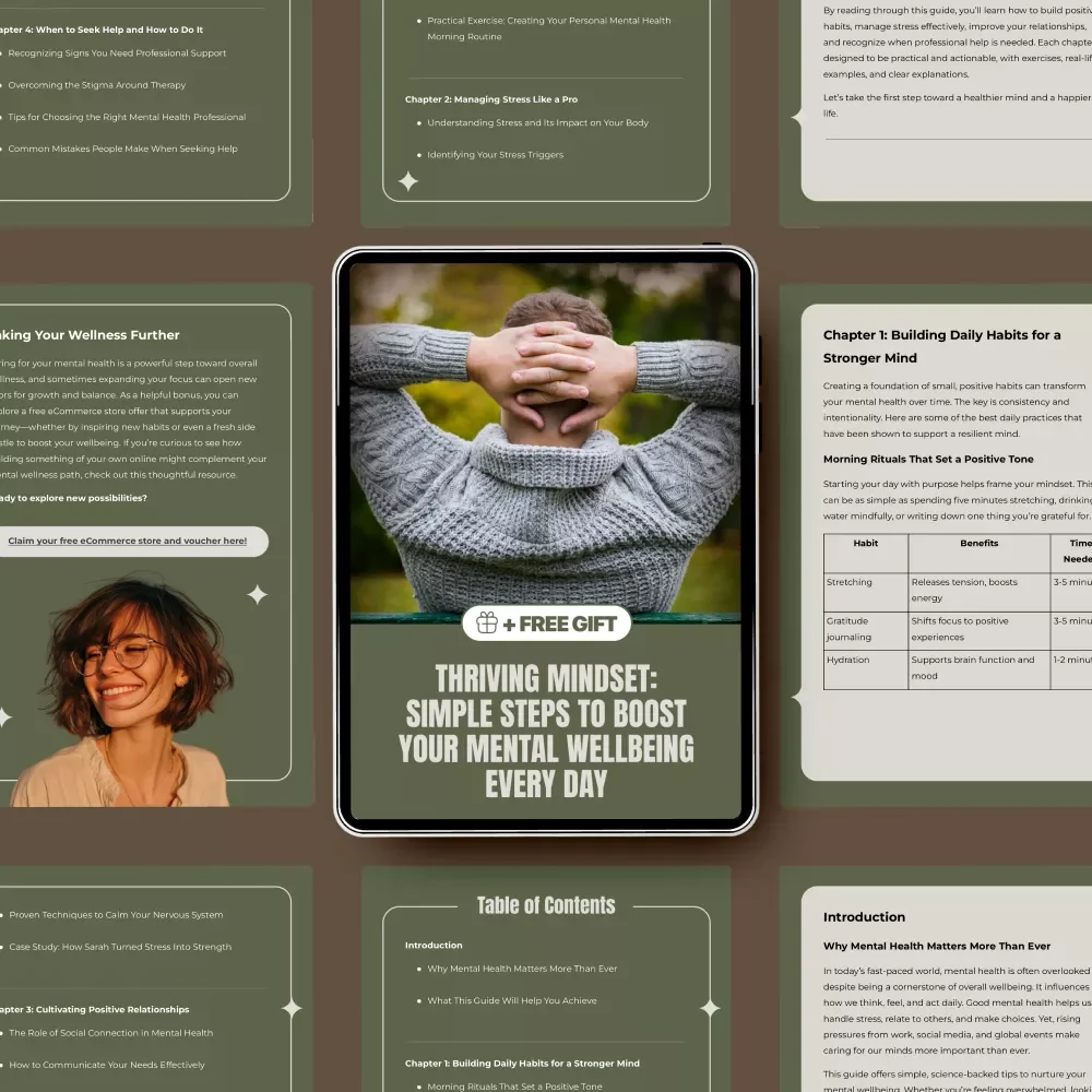 Thriving Mindset: Simple Steps to Boost Your Mental Wellbeing Every Day – Easy Daily Habits, Stress Relief & Top Mental Health Tips Digital Guide