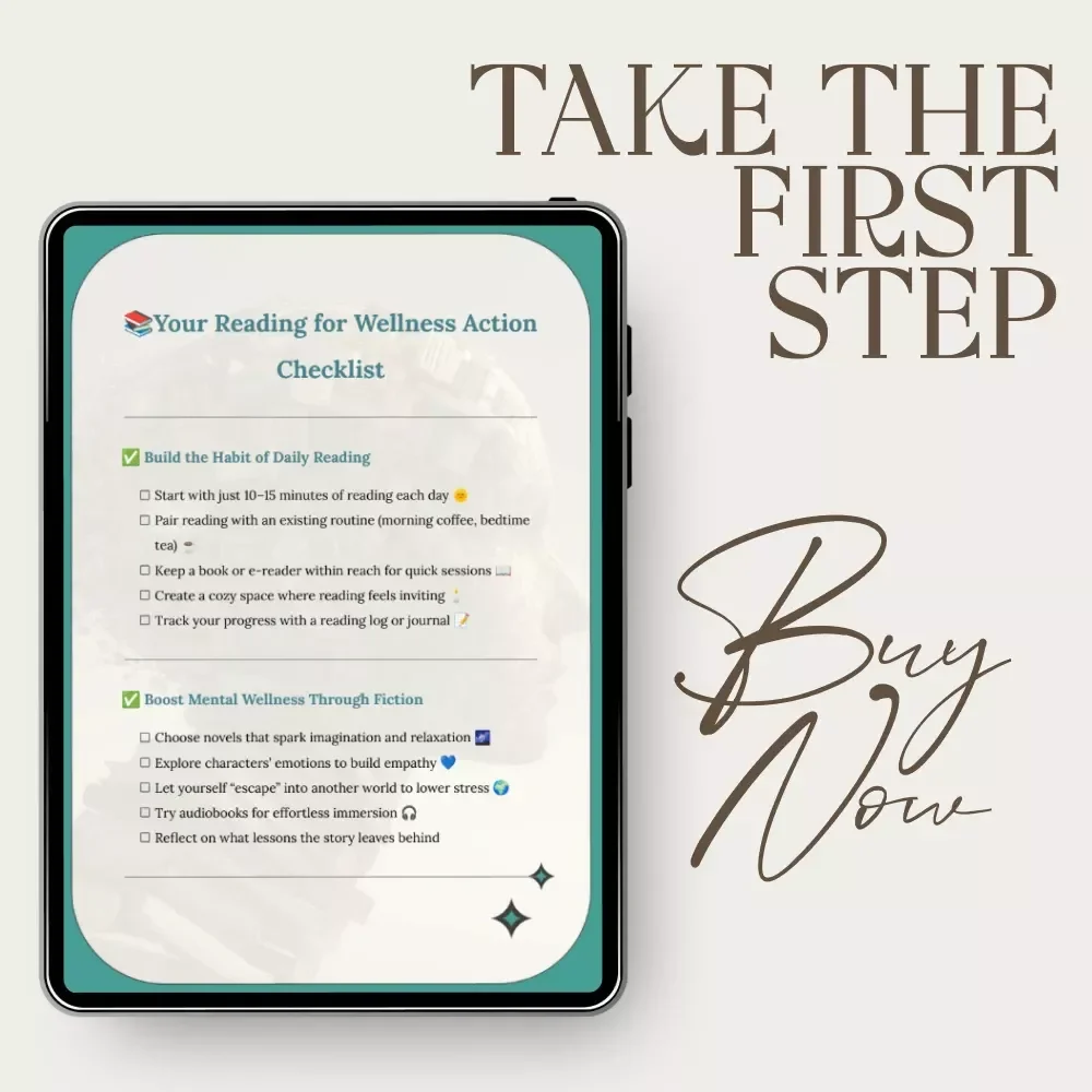 Your Reading for Wellness Action Checklist | Digital Download to Boost Mental Health Through Reading