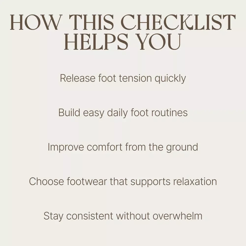 Step Lightly Checklist for Happy, Relaxed Feet | Foot Relaxation Daily Guide | Printable Self-Care Checklist for Tired, Aching Feet