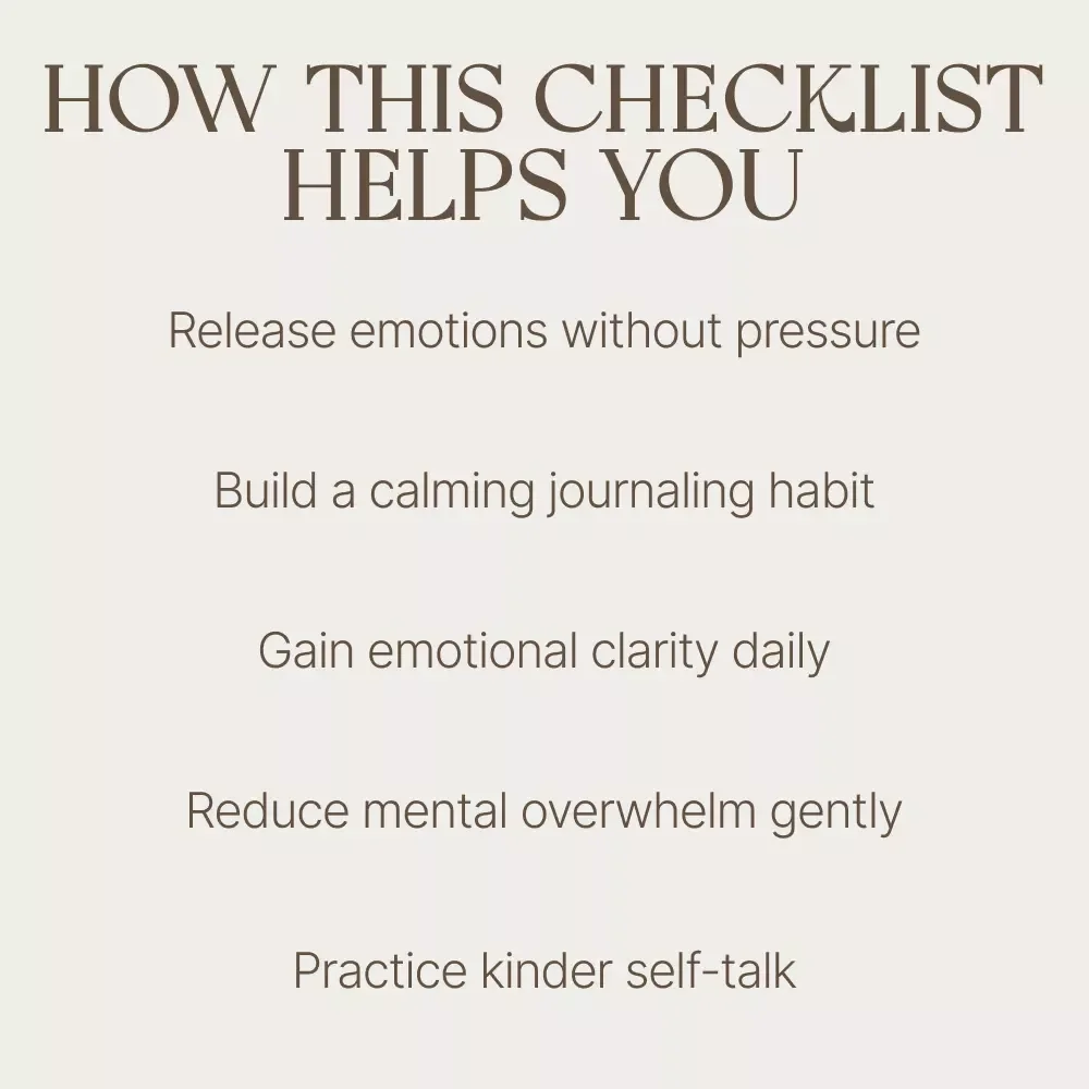 Emotional Healing – A Gentle Journaling Checklist: how to journal your feelings for mental health