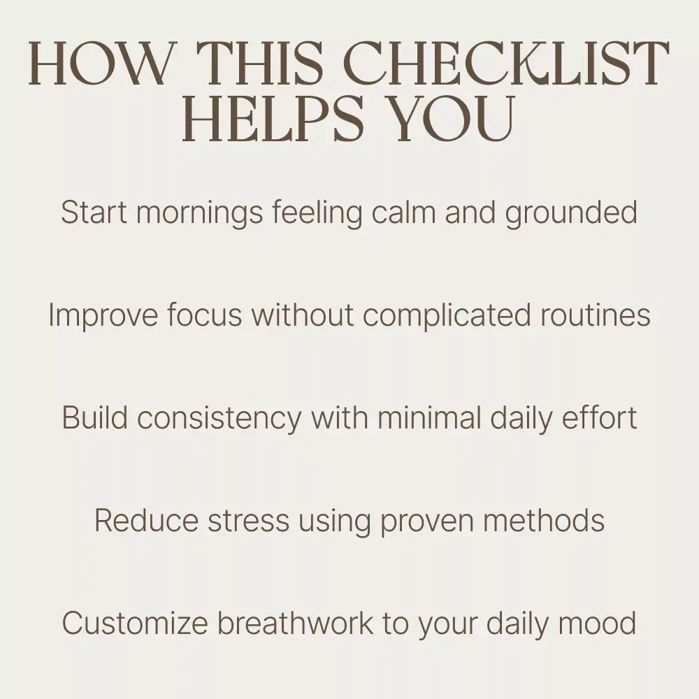 Your Morning Breathwork Power Checklist – Daily Breathwork Routine, Mindful Morning Habit, Calm Focus Energy Guide, Printable Digital Download