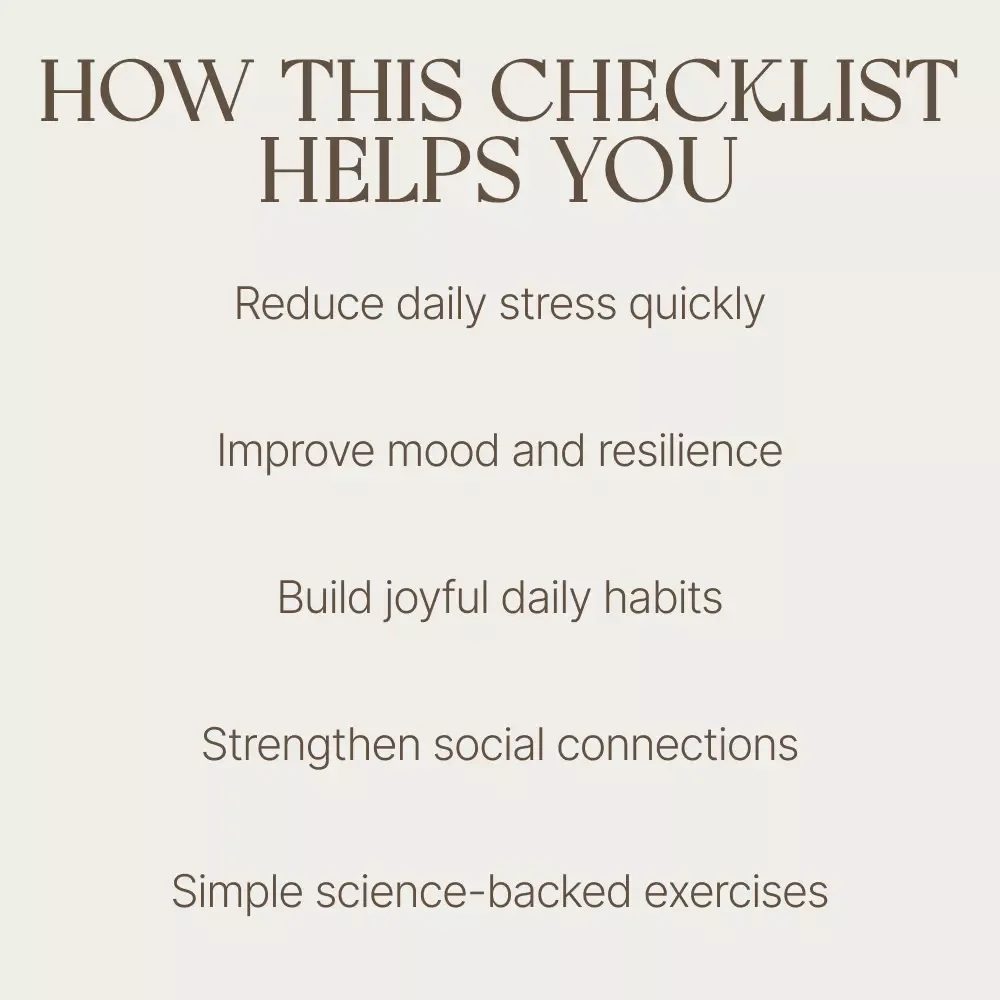 The Laugh More, Stress Less Checklist | Digital Checklist for Benefits of Laughter on Mental Health, Daily Joy & Stress Relief Guide