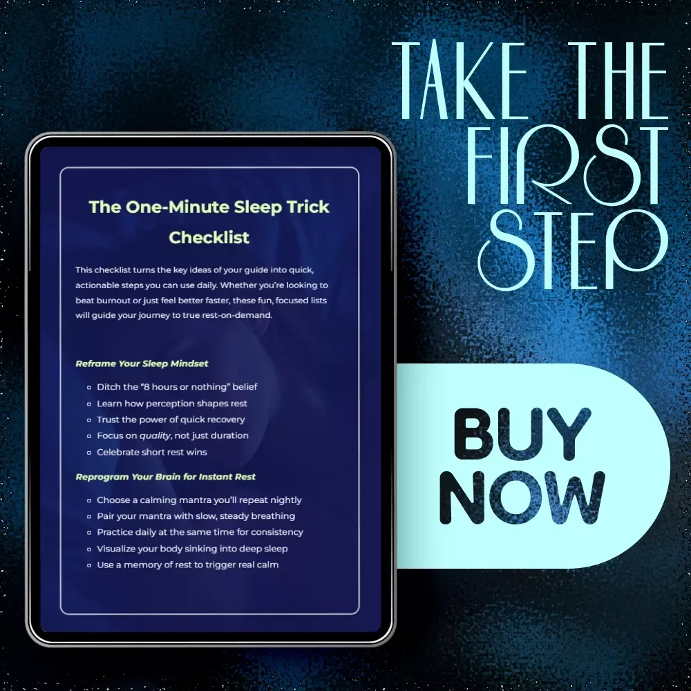 The One-Minute Sleep Trick Checklist – Quick Guide on How to Sleep 8 Hours in 1 Minute | Digital Download Checklist for Rest & Recovery