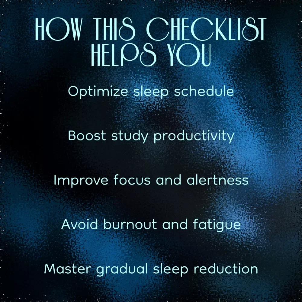 Study Smarter, Sleep Better Checklist – Reduce Sleep Hours for Maximum Study Efficiency 🌙📚