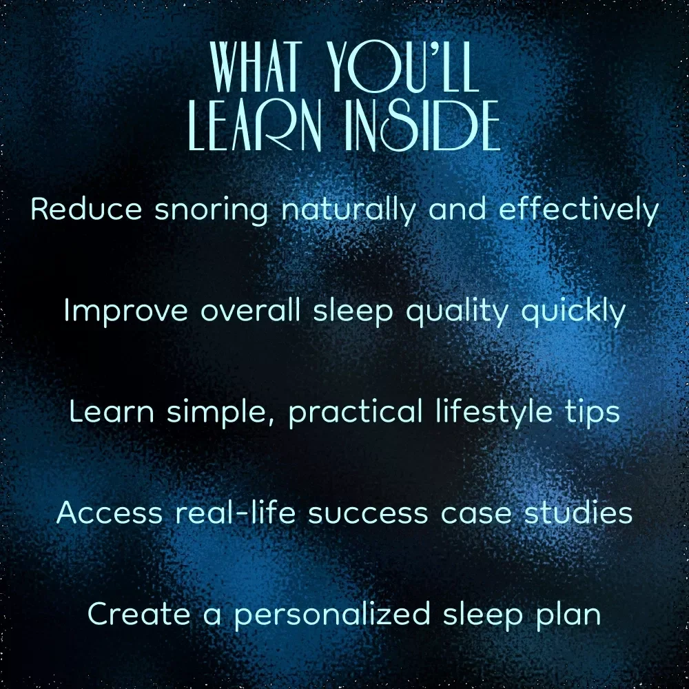 The Guide to Stop Snoring and Sleep Peacefully – Digital Download eBook, Checklist & Tips to Reduce Snoring Naturally