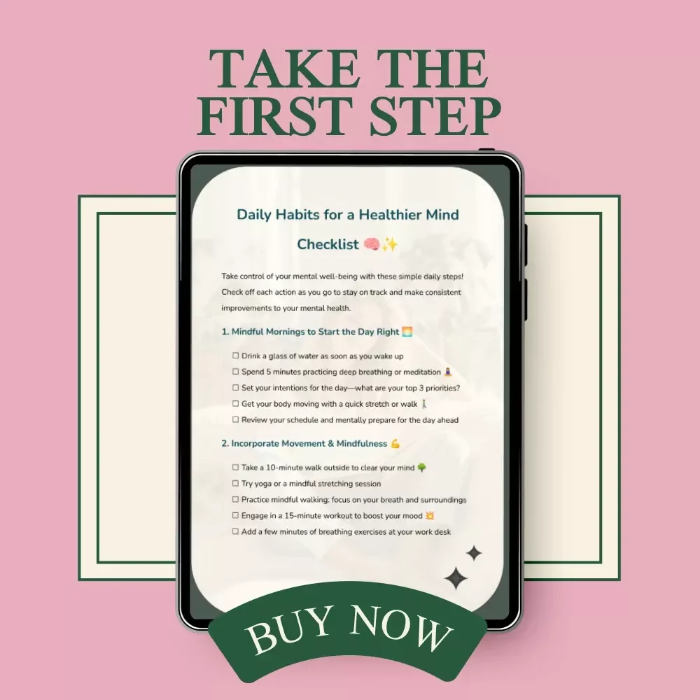 Daily Habits for a Healthier Mind Checklist - Simple Steps for Mental Well-being