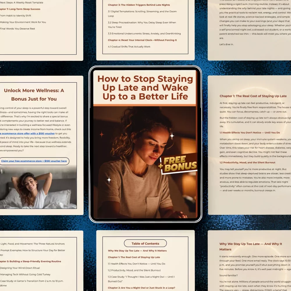 How to Stop Staying Up Late and Wake Up to a Better Life | Practical Sleep Reset Guide | Evening Routine Reset eBook | How to stop staying up late