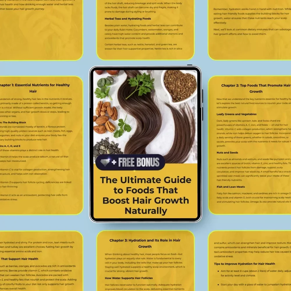 The Ultimate Guide to Foods That Boost Hair Growth Naturally | Ebook on foods that help with hair growth, Nutrition-Based Hair Care, Healthy Hair Diet Guide