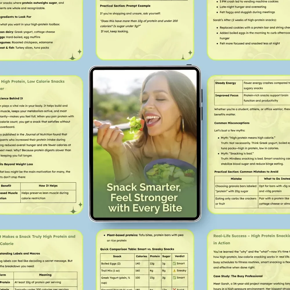 Snack Smarter, Feel Stronger with Every Bite – High Protein Low Calorie Snack Guide | Smart Snacking Digital Download