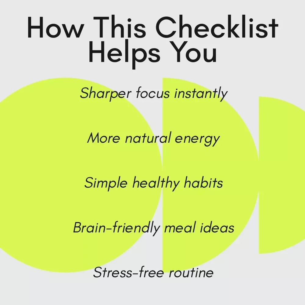 Think Brighter Checklist: Fun and Easy Ways to Nourish Your Brain | Nutrition for Brain Health Digital Download