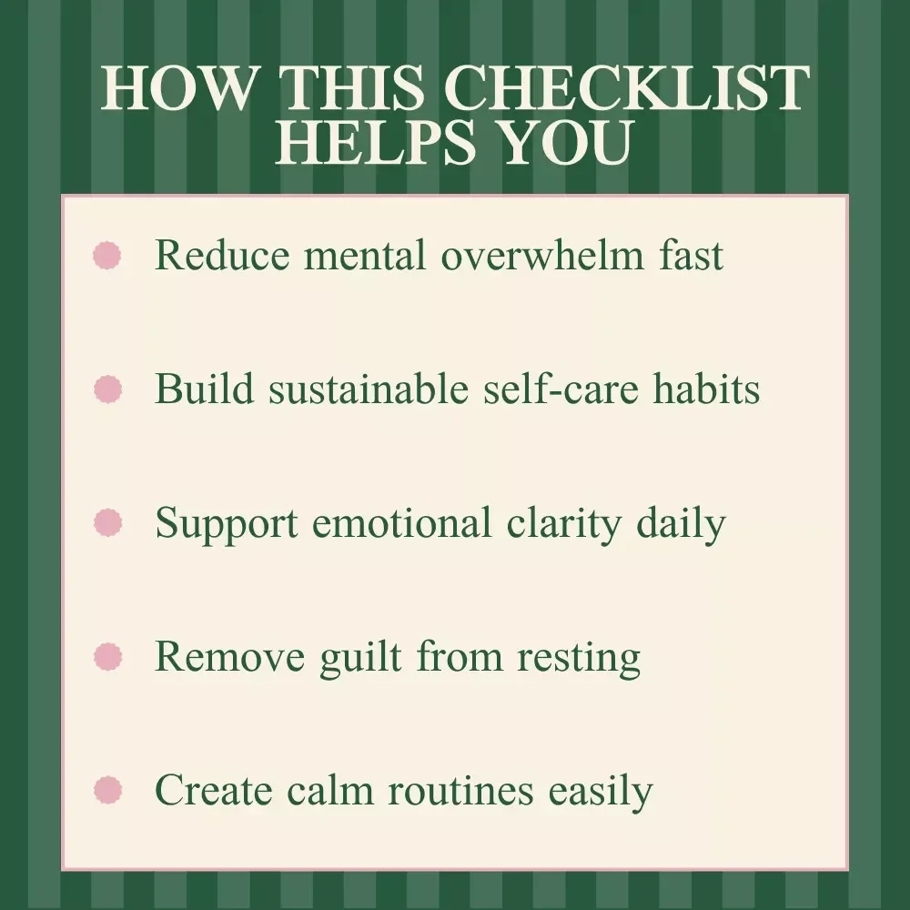 The Feel-Better Checklist for Your Mind | Mental Health Self Care Activities | Gentle Daily Wellness Reset Printable