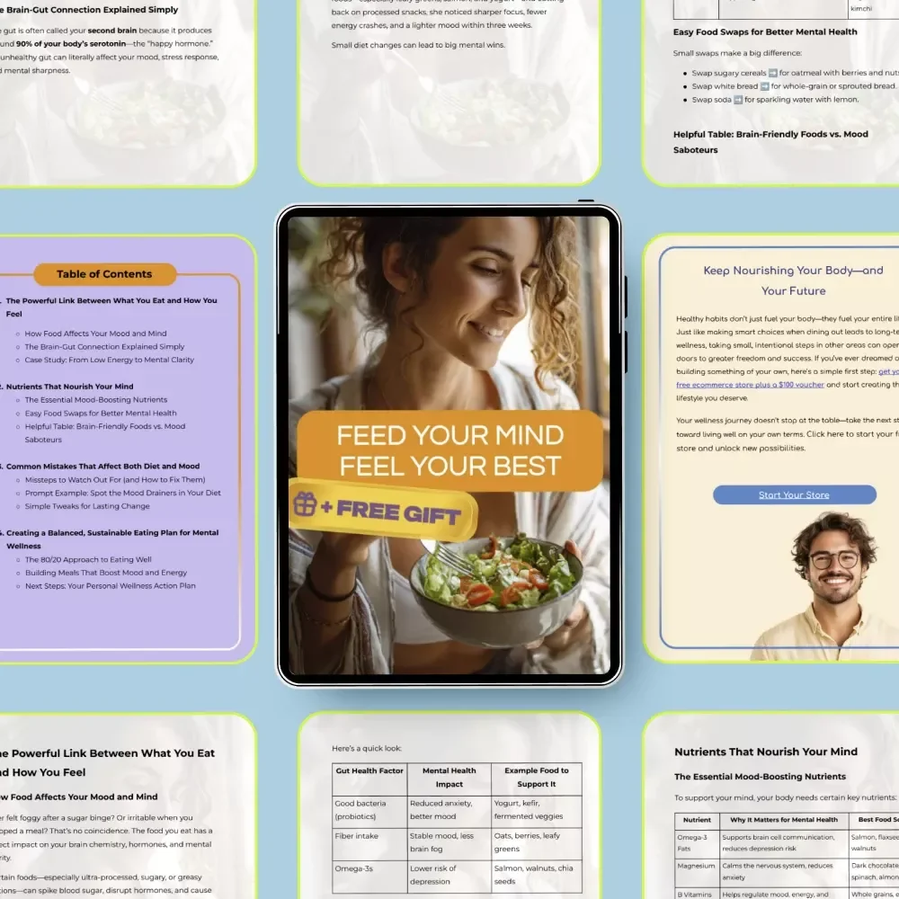 Feed Your Mind Feel Your Best – Diet and Mental Health Guide for Mood, Energy & Everyday Wellness (Digital Download)