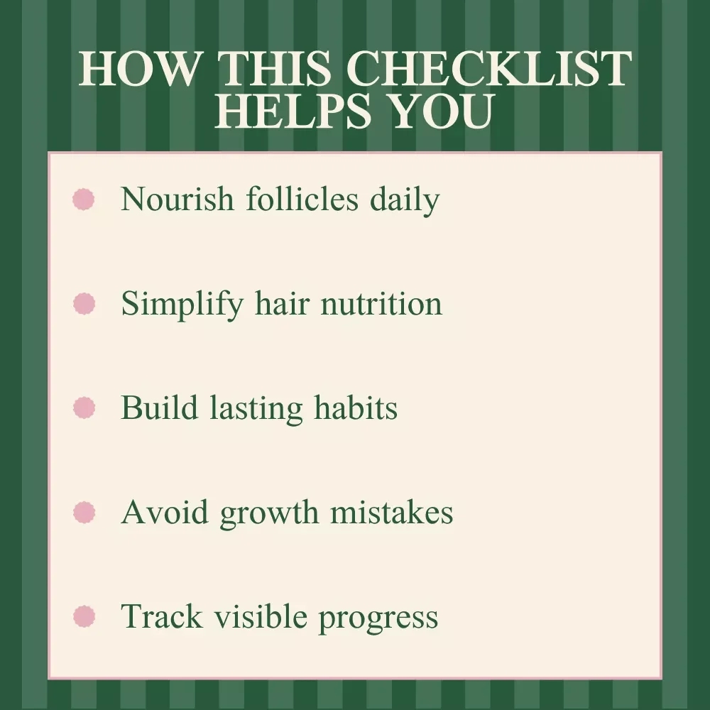 The Hair Growth Power Checklist | Food to Increase Hair Growth | Simple Nutrition-Based Hair Care Plan