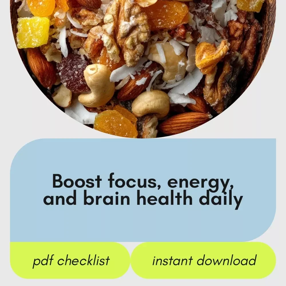 Think Brighter Checklist: Fun and Easy Ways to Nourish Your Brain | Nutrition for Brain Health Digital Download